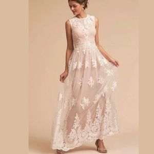 Anthropologie BHLDN White Lace Wedding Dress size 6